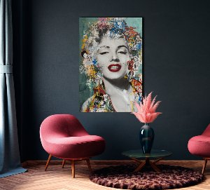 Female movie star of the 50's Acrylic painting 80x120 cm