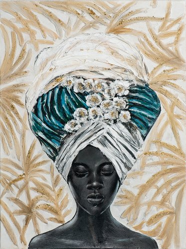 woman with turban Acrylic painting 90x120 cm Sale