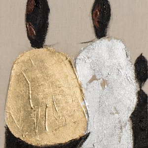 slim figures with gold and silver