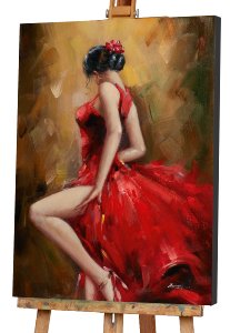 woman with red dress 