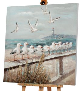 Beachfront with seagulls 