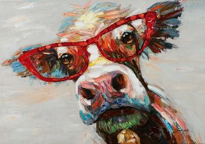 Colourful cow with glasses 