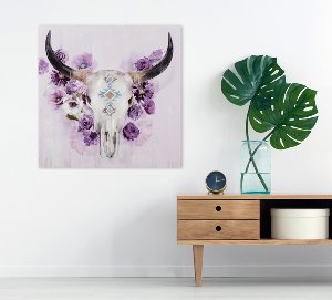 Cow skull with flowers 