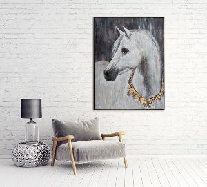 White horse with golden collar 