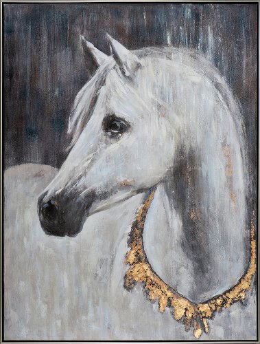 Weißes Pferd mit Collier 