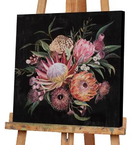 Gemälde Blumenstrauß auf dunklem Hintergrund