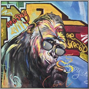 Gemälde Street Art Schimpanse mit Brille