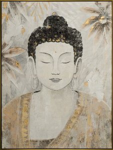 Gemälde Buddha mit Tauben 