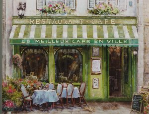 Französisches Café in grün 