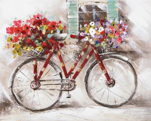 Gemälde Blumen Fahrrad 