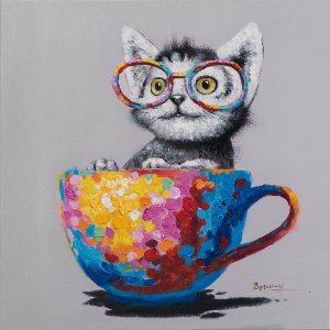 cat in coloured cup 
