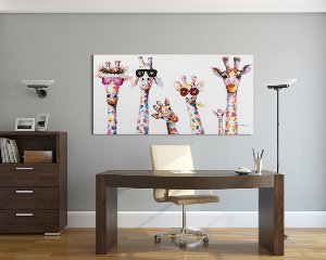 Curious giraffe family 