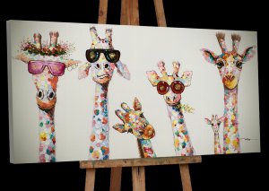 Curious giraffe family 