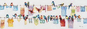 Vögel an der Wäscheleine 