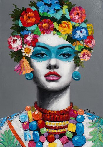 Gemälde Frau mit Blumen Dekoration