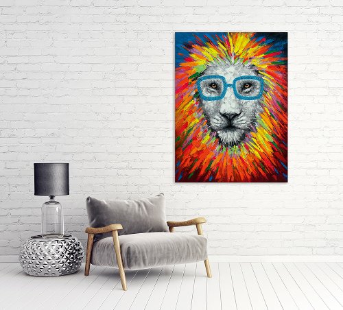 lion with colorful mane 