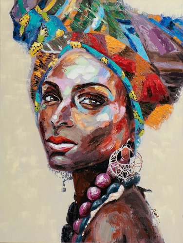 Gemälde Frau mit afrikanischem Tuch