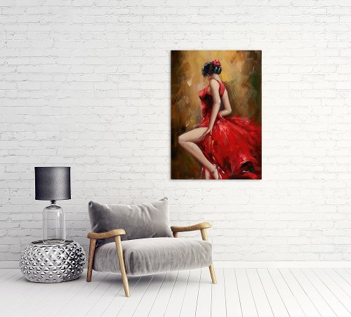 Gemälde Frau im roten Kleid 