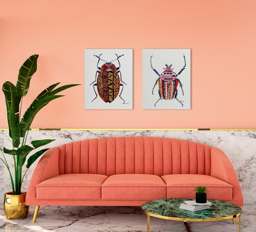 Petit scarabée coloré Peinture acrylique 40x50 cm Sale