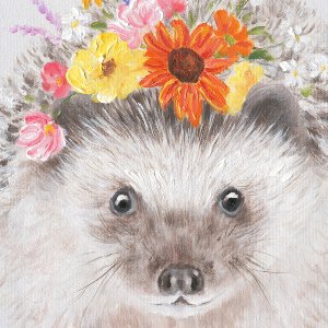 Hedgehog with flowers 