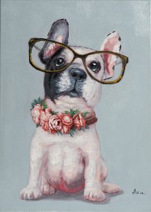 Kleiner Hund mit Brille 