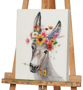 Gemälde Esel mit Blumen 