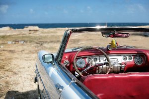 Vintage car on the beach 