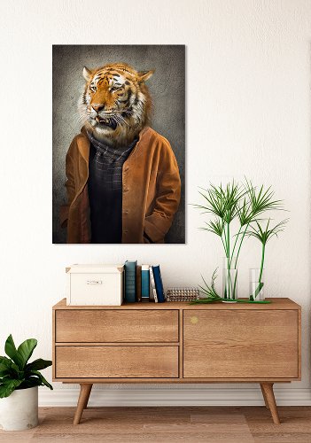 Alubild Tiger im Mantel 