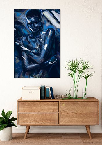 Nu en bleu - peinture corporelle