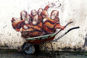Akustikbild Slim Street Art mit Orang-Utans