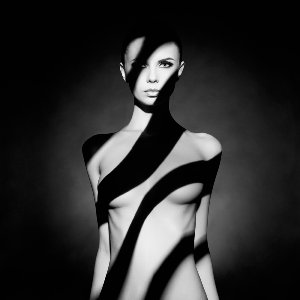 Naked beauty in black and white