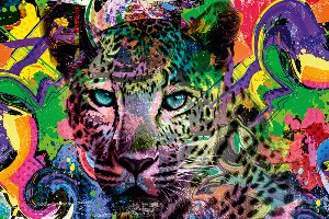 Akustikbild Slim Pop Art Leopard