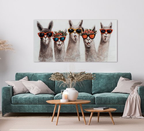 Gemälde Trendige Lamas 