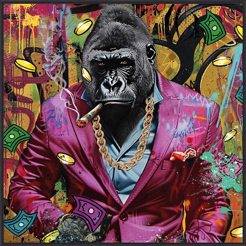 Gemälde Gentleman Pink Gorilla 