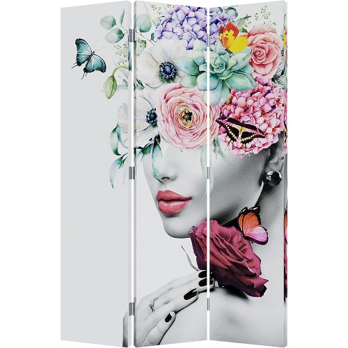 Room divider "Beauty with floral decorations" reversible