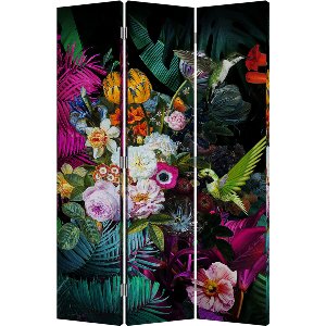 Room divider "Romantic blossoms" reversible motif