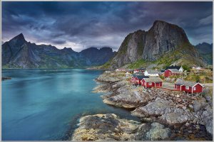 Scandinavian village by the fjord 1