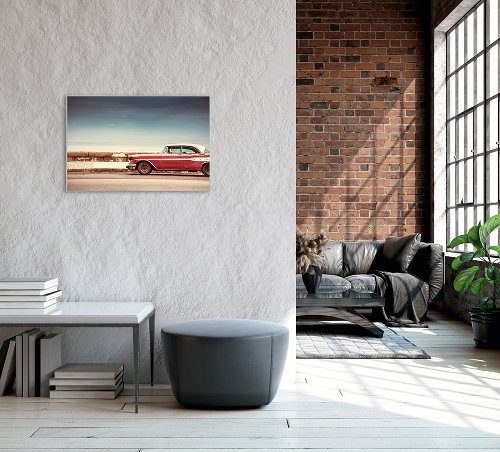 Bild & Rahmen Roter Oldtimer 