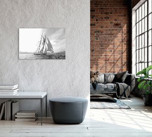 Bild & Rahmen Segelschiff in schwarz weiß