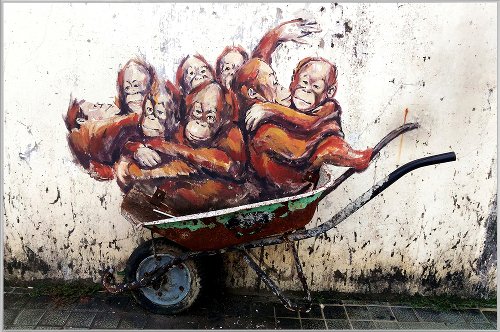 Street Art mit Orang-Utans 