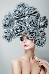 Beauty with silver roses 