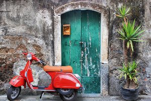 Canvas Print Rotes Moped 