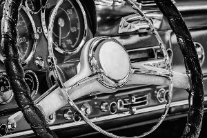 Steering wheel of a vintage car