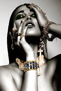 Beauty with snake jewellery 