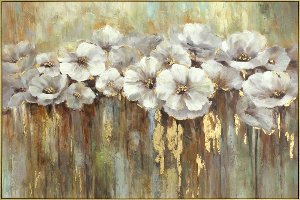 White Poppies with Gold 